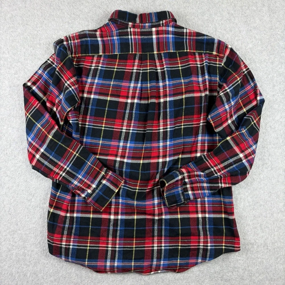 Polo Ralph Lauren Flannel Shirt Mens Large Red Blue Black Tartan Plaid Button Up